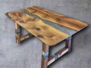 Esstisch Nussbaum – Epoxidharz – 160×90 – mit Gestell